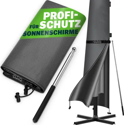 Image de KINGSLEEVE® Housse de protection parasol gris imperméable résistant aux intempéries UV bâche de protection pour parasol