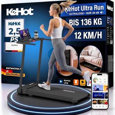 Produktbild von Kompaktes 3-in-1 Klapp-Laufband Für Zuhause, 2,5 PS Motor, 1–12 km/h, LED-Display, 12 Programme, Bluetooth-Lautsprecher, Walking Pad Für Zuhause