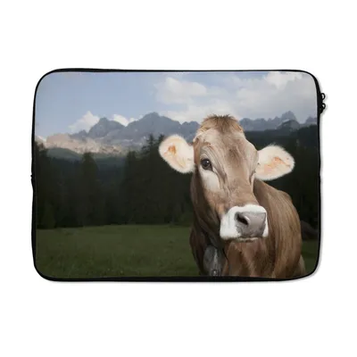 Produktbild von MuchoWow® Laptop Hülle 14 ZollKuh - Licht - Porträt Laptoptasche - Laptoptasche - Stoßsicher - Schutzhaube