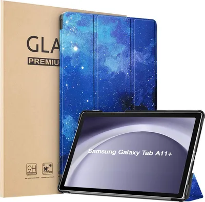Produktbild von Schutzhülle + 2x 9H Display Glas für Samsung Galaxy Tab A11+ 2025 11 Zoll  Cover Case Schutz Tablet Farbe: Starry Sky