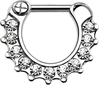 Produktbild von Nasenpiercing Septum Ring Clicker Nasenring Klapp Piercing Nase Zirkonia Kristall Chirurgenstahl silber-transparent 1,2 mm