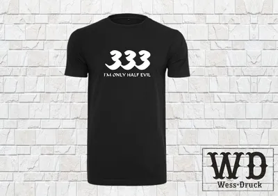 Produktbild von Wessdruck 333 I´M ONLY HALF DEVIL T-Shirt Schwarz Weiß XL