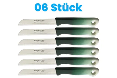 Produktbild von SMI 6-tlg Gemüsemesser Set Solingen Schälmesser Obstmesser Küchenmesser, Klinge mit Wellenschliff,  Farbe grün weiß