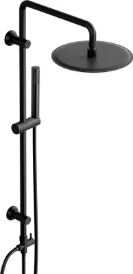 Zdjęcie produktu dla JOHO Deszczownica bez kranu, zestaw prysznicowy ze stali nierdzewnej z szyną prysznicową 92 cm, głowica prysznicowa XL okrągła D25 cm czarna