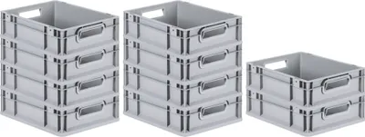 Produktbild von SparSet 10x Eurobox NextGen Grip | HxBxT 12x30x40cm | 11 Liter | Griffe offen | Glatter Boden | Grau | Eurobehälter, Transportbox, Transportbehälter, Stapelbehälter