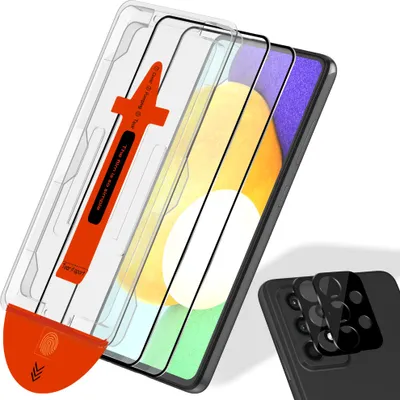 Produktbild von 2-Pack Samsung A52 Displayschutzfolie & 2-Pack Kameraschutz - Gehärtetes Glas | [Automatische Installation] - Blasenfrei