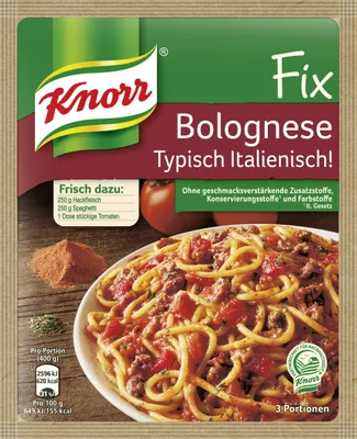 Produktbild von Knorr Fix Bolognese Typisch Italienisch für drei Portionen 48g