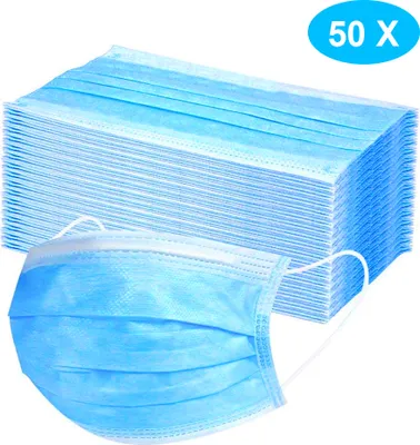Produktbild von 50X Atemschutzmasken Masken, 3 Lagig Maske Hygienemaske Staubschutz Mund Gesichtsmaske Blau