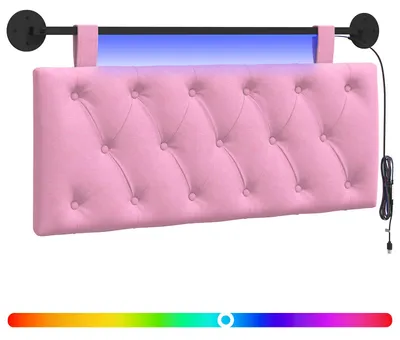 Produktbild von vidaXL Hängendes Kopfteil Mit LED Licht Rosa Stoff