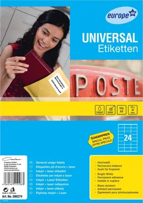 Produktbild von Universal Etiketten Blickdicht 70x36mm Weiß 240x Stück
