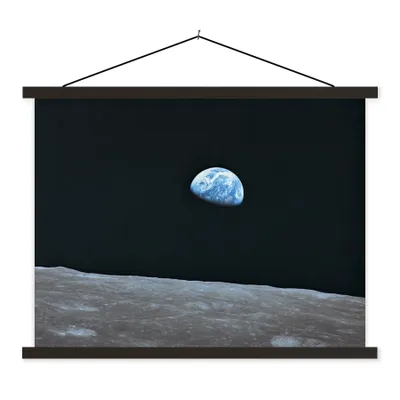 Produktbild von MuchoWow® Textilposter Die Erde vom Mond aus 40x30 cm mit schwarzem Rahmen - Dekorationen