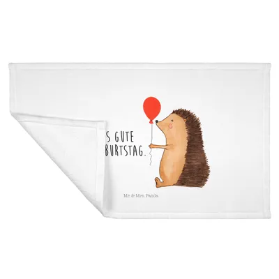Produktbild von Mr. & Mrs. Panda Handtuch Igel Luftballon - Weiß - Geschenk, 50x100, Herzlichen Glückwunsch, kleines, frottierhandtuch, gesichtshandtuch, Lustige Sprüche, Happy Birthday