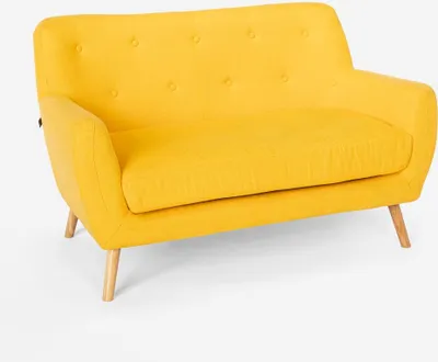 Image de canapé en tissu 2 places design moderne style scandinave Irvine - Jaune