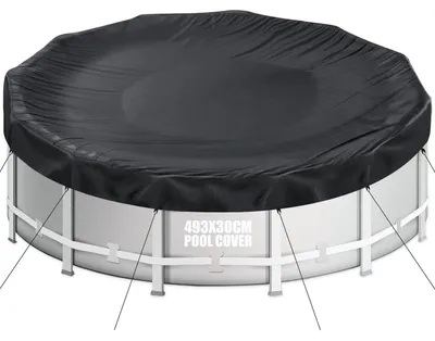 Produktbild von Poolabdeckung Rund Ø493cm 460-488cm 420D Oxford Reißfest Sommer & Winter Schwarz