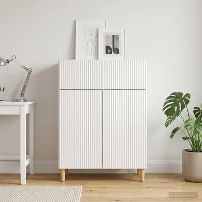 Immagine prodotto di Maison Exclusive - Credenza bianca lucida 66 x 34,5 x 90 cm in materiale derivato dal legno
