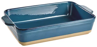 Produktbild von Elegante Blaue Keramik Auflaufform, hitzebeständig, spülmaschinenfest, kratzfest