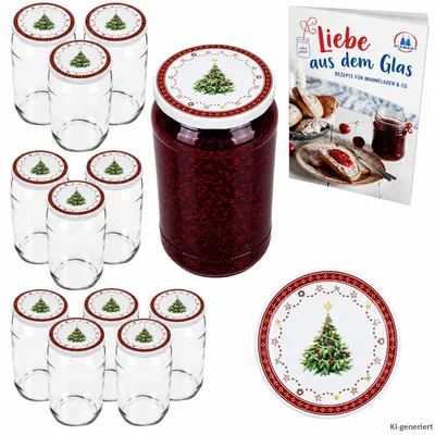 Produktbild von 12er Set Sturzglas 1062ml Weihnachtstraum Deckel Heft