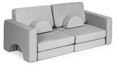 Image de Grand canapé modulable pliable pour enfants, 2 places, à monter soi-même, avec 10 coussins moelleux - gris ECOTOYS