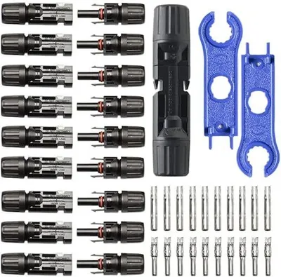 Produktbild von 10 Paar Solarstecker mit Werkzeug – Männlich/Weiblich IP67 Wasserdicht, PV Stecker kompatibel mit 6mm²-4mm² Solarkabel, Schwarz