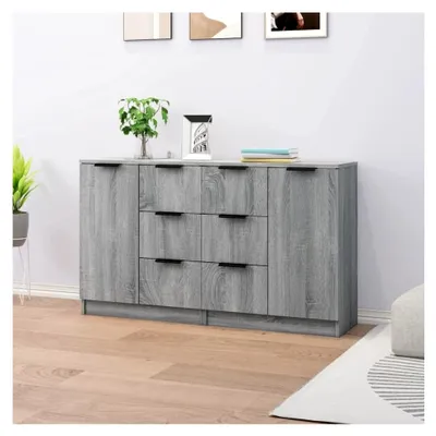 Produktbild von Sideboards 2 Stück Grau Sonoma 60x30x70cm Holzwerkstoff