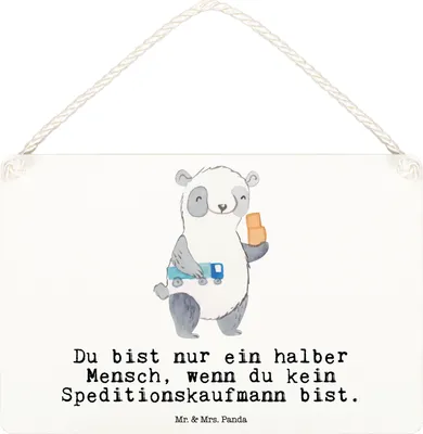 Produktbild von Mr. & Mrs. Panda Schild Speditionskaufmann Herz DIN A6 - Weiß - Geschenk, holzbild, Holzschild, Türschild, kleine aufmerksamkeit, Deko Wandbild