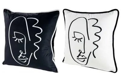 Produktbild von Casablanca Kissen, quadratisch, "Visione", Gesichtsmotiv, Polyester, Samt, schwarz, weiß, , 2 Stück wie abgebildet, B. 45 cm, H. 45 cm 49981