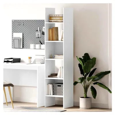 Produktbild von Bücherregal Wandregal Aktenregal Standregal Raumteiler Büroregal Regal Aufbewahrung Bücherschrank Weiß 40x35x180cm