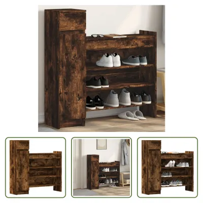 Produktbild von The Living Store Schuhschrank Räuchereiche 100,5x28x100 cm Holzwerkstoff