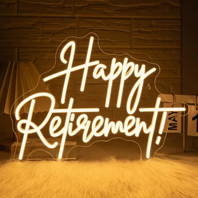 LED-Neonschild Happy Retirement, warmweiß, 42 x 30,7 cm