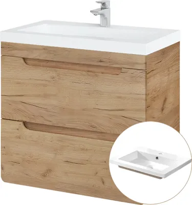 Produktbild von Waschtisch 61 cm mit Keramikbecken LUTON-56-CRAFT Wotan Eiche Nb., B/H/T ca. 61/63/46 cm