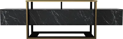 Produktbild von RTV-Schrank - 2 Nischen - schwarz-goldenes Marmormotiv -COMEBI II