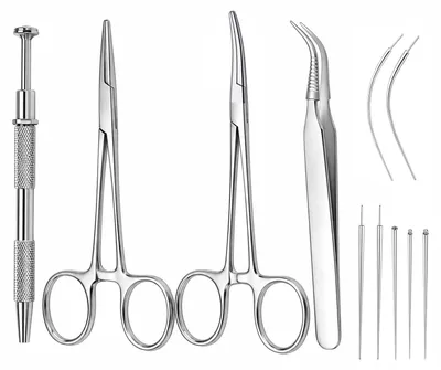Productafbeelding van Set van 11 Piercing Taps - Rvs Grijptool