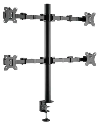 Quad Monitorhalterung für 4 Monitore bis 32 Zoll, VESA 75/100, 12 kg, schwarz
