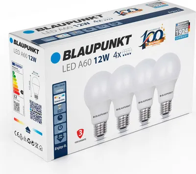 Produktbild von Blaupunkt Glühbirne e27 - Led Lampe - A60 Matt - 12W (entspricht 100W) - 1200 Lumen - 4000K Neutralweiss - Nicht-Dimmbar - 4er Set