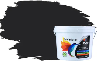 Produktbild von RyFo Colors Seidenlatex Trend Grautöne Signalschwarz 3l - bunte Innenfarbe, weitere Grau Farbtöne und Größen erhältlich