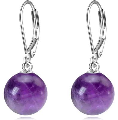 Produktbild von Ohrringe Sterling Silber Hängend Amethyst 8 mm