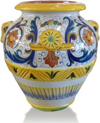Immagine prodotto di Casa Padrino vaso barocco in terracotta bianco / multicolore - Varie dimensioni - Magnifico vaso di fiori dipinto a mano - Accessori per decorazioni barocche