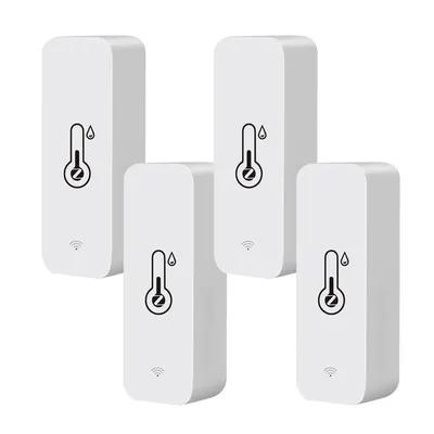 Produktbild von 4pcs Tuya Zigbee Smart Temperatur- & Feuchtigkeitssensor – kabellos für Zuhause & Gewächshaus (Zigbee-Gateway erforderlich).