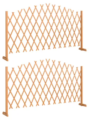 Produktbild von Absperrgitter 2er-Set Scherengitter ausziehbar freistehender Scherensperre mit Standfüßen 180 x 30 x 103 cm Braun