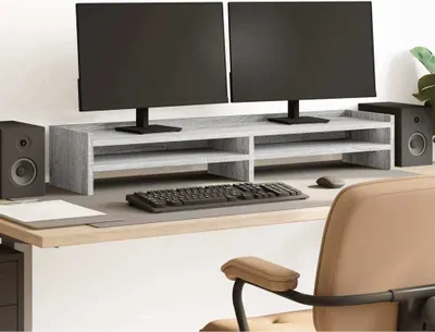Produktbild von "SALE 2026"Bildschirmständer/Monitorständer - Modernes Notebookständer - Grau Sonoma 100x24x16cm Holzwerkstoff DE284793 - Computertische