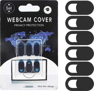 Produktbild von Cadorabo 6er Pack Webcam Abdeckung Webcam Abdeckung in Schwarz Kamera Schiebe Slider Universal für Smartphones Laptops