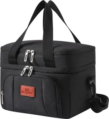 Immagine prodotto di Borsa termica leggera - Borsa porta pranzo a doppia faccia - 10 litri - nera