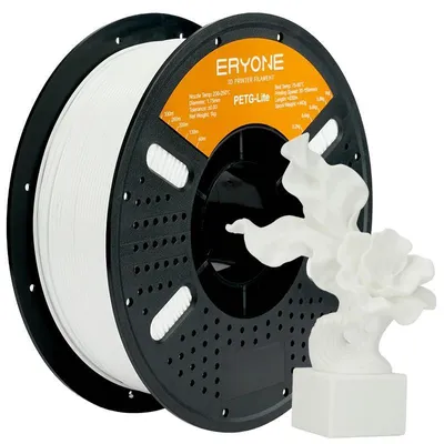 Produktbild von PETG 3D Drucker Filament - 1,75 mm Filament - Für FDM/FFF 3D Drucker - Schlagzäh und flexibel - Geringe Schrumpfung - 1 kg Spule - Weiß