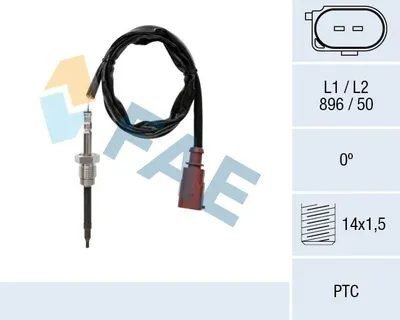 Produktbild von FAE 68013 Abgastemperatursensor für VW Golf VII Schrägheck (5G1, BQ1, BE1, BE2) M14x1,5 896mm