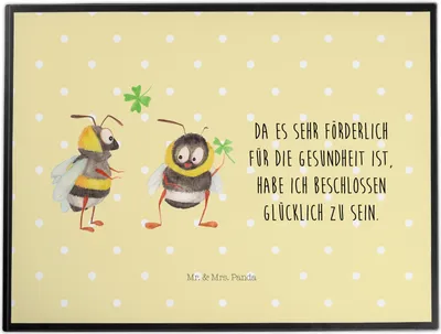 Produktbild von Mr. & Mrs. Panda bastelunterlage Hummeln Kleeblatt - Gelb Pastell - Geschenk, Hummel, Unterlage Schreibtisch, Spruch Positiv, Biene, malunterlage, Lustige Sprüche, schön