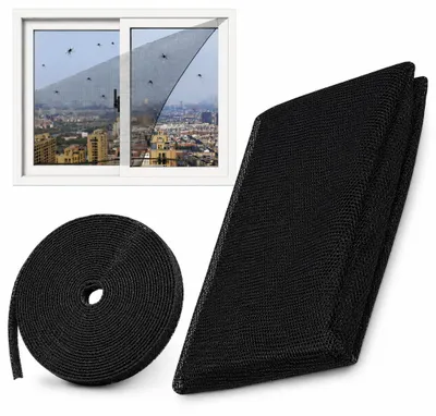 Zdjęcie produktu dla Moskitiera Okienna Lekka Siatka Na Okno 130x150 + Rzep ZESTAW 318348 CZARNA