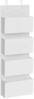 Produktbild von PromoHome® Hängeorganizer mit 4 Fächern, Kleiderschrank-Organizer, Hängeregal, Stoff, 12 x 33,5 x 100 cm, Wolkenweiß