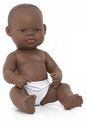Produktbild von Miniland 31034 - Baby afrikanisches Mädchen Tüte - ohne Unterwäsche, 32 cm