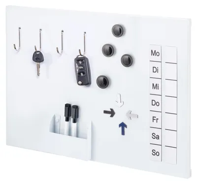Produktbild von bremermann Magnettafel aus Metall, beschreibbar, viel Zubehör, weiß lackiert