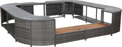 Produktbild von Whirlpool-Umrandung Quadratisch Grau 268x268x55 cm Poly Rattan